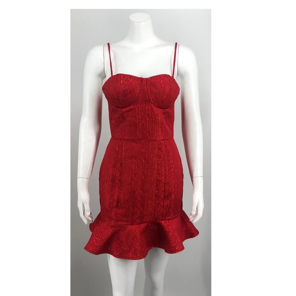 .New Lovers + Friends Metallic Mini Dress Red .021 - Picture 2 of 8